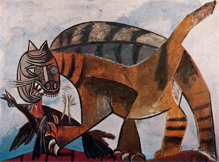 Pablo Picasso Oil Classical Painting Cat Eating A Bird